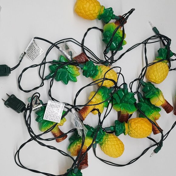 Pineapple Themed String Lights With 10 LED Bulbs Green & Yellow Plastic - Picture 6 of 6